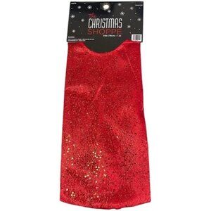 Red Glitter Christmas Tree Skirt 30 Inches Round